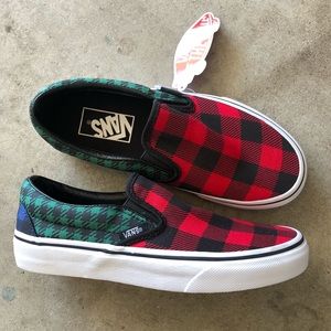 NWT Vans Slip On Plaid Shoes Sneakers